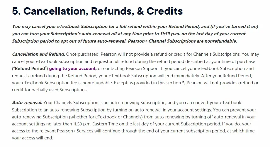 Cancel Pearson+ Subscription