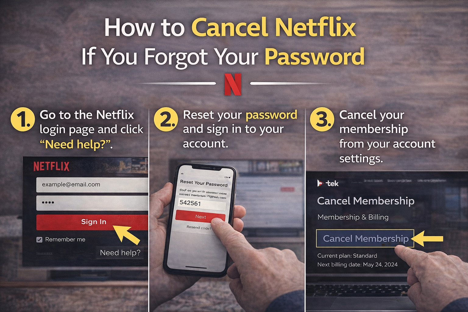 Cancel Netflix account without password