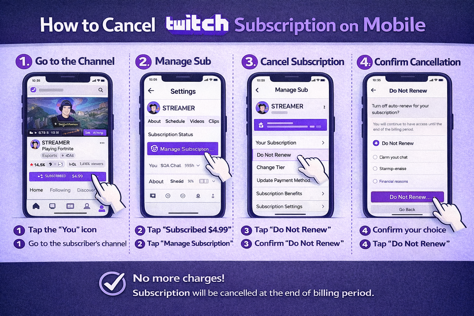 How to cancel a Twitch subscription on Mobile