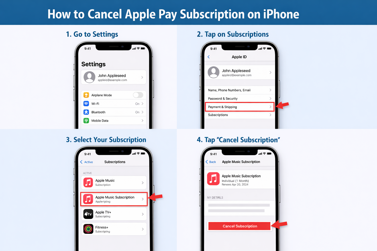 How to cancel Apple Pay subscription on iPhone
