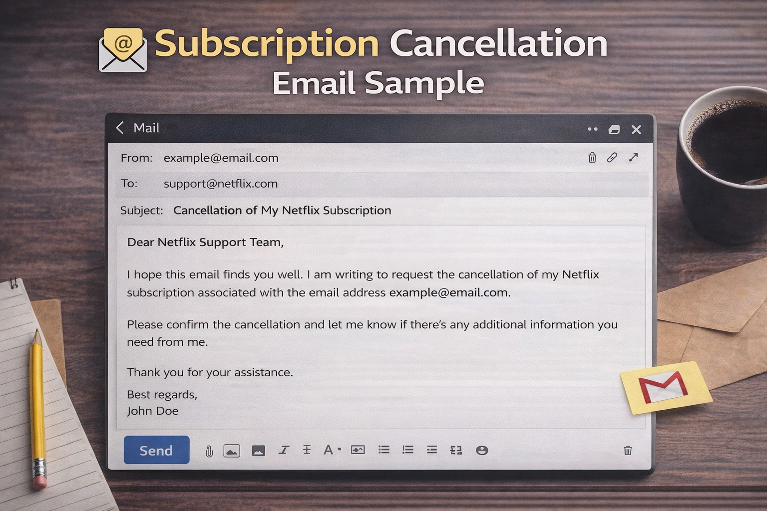 Subscription cancellation email sample